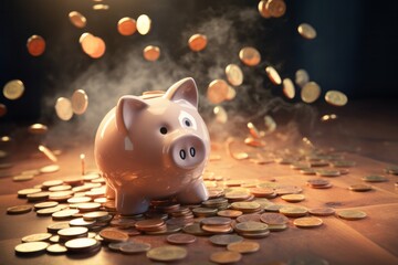Coins falling into a piggy bank portraying investment