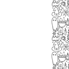 Halloween frame. Doodle Halloween background with place for text