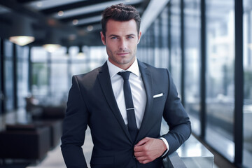 Stylish man in a suit. Generative AI.