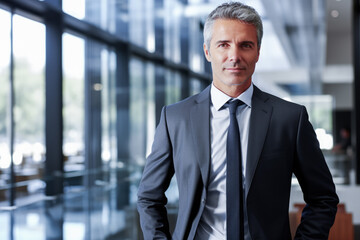 Stylish man in a suit. Generative AI.