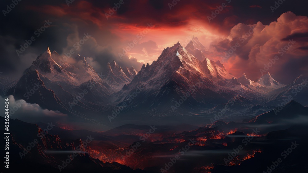 Poster range of mountains created with generative ai