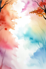 Watercolor Autumn Forest Illustration Background Wallpaper