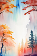 Watercolor Autumn Forest Illustration Background Wallpaper