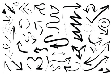 Set arrow doodle in the black style