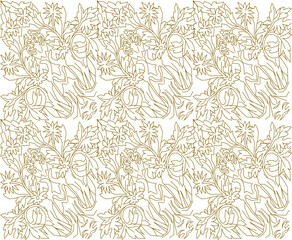 Sketsa vektor ilustrasi detail desain baground hiasan floral pattern