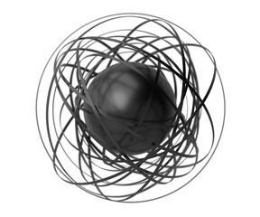 Fototapeta na wymiar Abstract black sphere with rings, 3d render