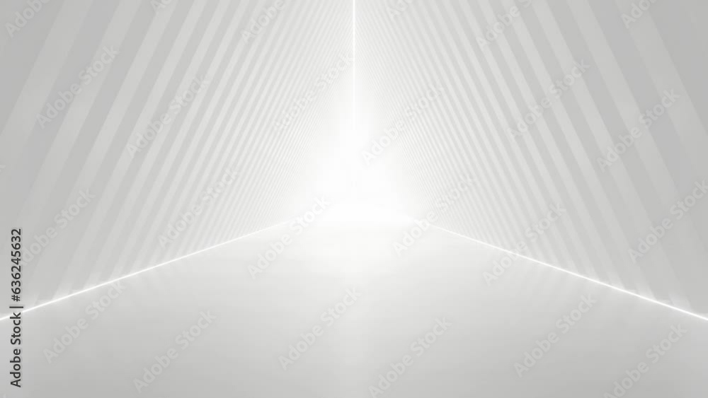 Poster abstract white futuristic geometric tunnel architecture, loop animation.