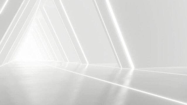 abstract white futuristic geometric tunnel architecture, loop animation.