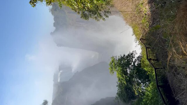 Vertical Water spray at Victoria Falls, Zimbabwe side.