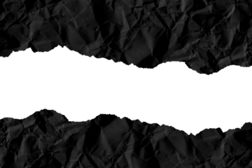 Black ripped paper scrap or piece isolated against a transparent white background, ideal for digital collage designs or base for text, grunge design elements, PNG