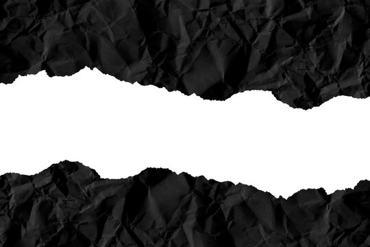 Black Ripped Paper Scrap Or Piece Isolated Against A Transparent White Background, Ideal For Digital Collage Designs Or Base For Text, Grunge Design Elements, PNG