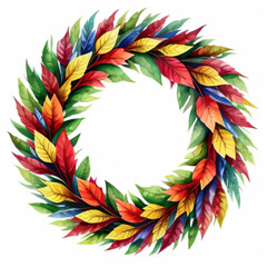 Watercolor Style Autumn Wreath Frame For Text