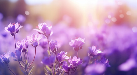 Fototapeta na wymiar purple flowers in the morning