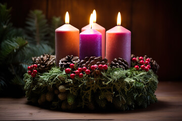 Leuchtende Kerzen im Advent (Generative AI)