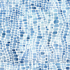 Abstract crocodile reptile scales watercolor seamless pattern