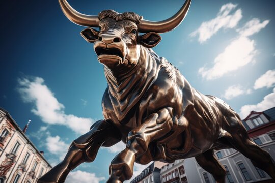 statue of mighty bull, trading concept, ai tools generated image