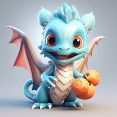 cute little dragon character, 3D style concept, ai tools generated image