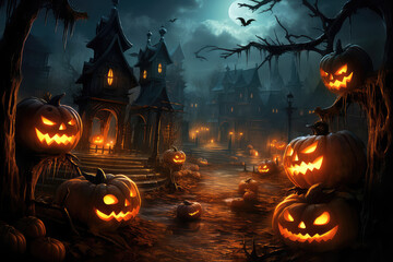 Halloween pumpkin art. Jack of the Lantern. Dark back