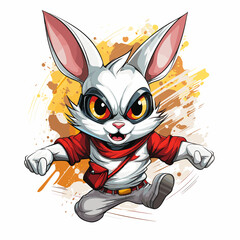 Cute and funny cartoon superhero bunny in vector art style
