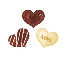 Valentines Day Chocolates in heart shape watercolor