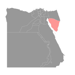 South Sinai Governorate map, administrative division of Egypt. Vector illustration.