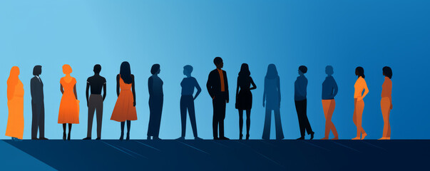 Business people illustration. Wallpaper. Silhouettes. Group. Wallpaper. Banner. 