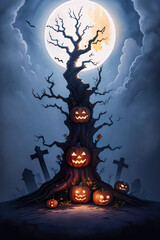 Halloween Poster With Pumpkin Background