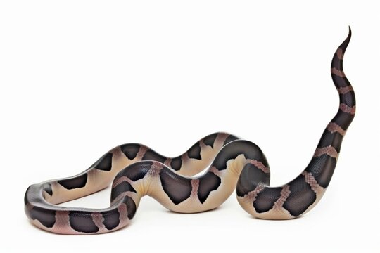 Lone python snake pictured on a white background. Generative AI