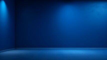 Blue Wall with beautiful Lighting. Elegant minimalist background for product presentation.