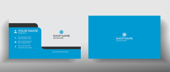 Fototapeta premium Blu and black simple fresh over clean business card template, vector visiting card layout.