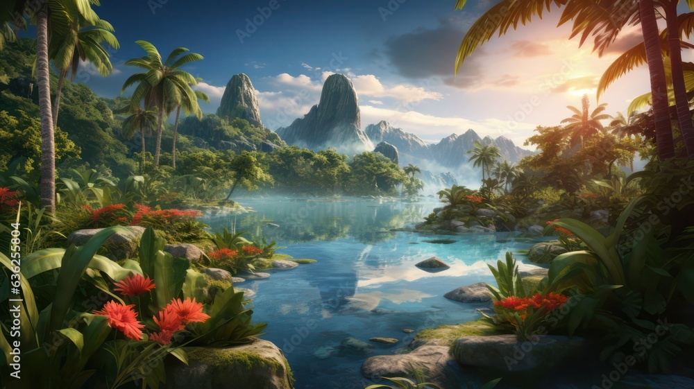 Aufkleber tropical background created with generative ai