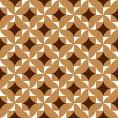 Seamless pattern with geometric motifs in three colors
