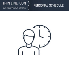 Personal Schedule Icon - Thin Line Business Symbol. Perfect for Web Design. High-Quality Outline Vector Concept. Premium, Minimalist, Elegant Logo