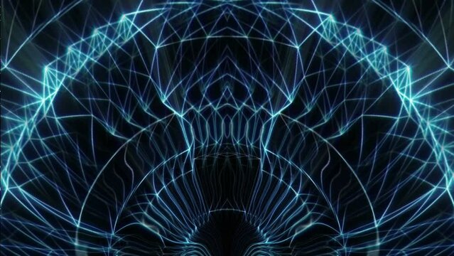 Blue polygonal Radial wire motion lines video background vj loop art vjing