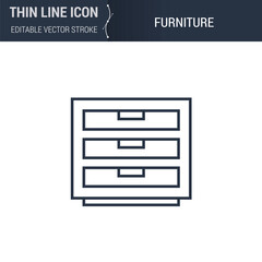 Office Chair Icon - Thin Line Business Symbol. Ideal for Web Design. Quality Outline Vector Concept. Premium, Simple, Elegant Logo