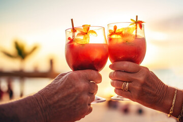 Beachside cocktails for retired senior couple - Powered by Adobe