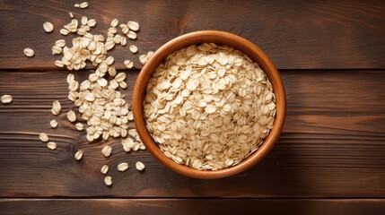 oat in a bowl wooden background