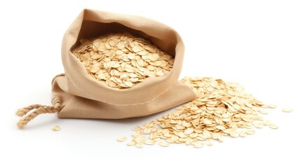 oats it in a bag on white background