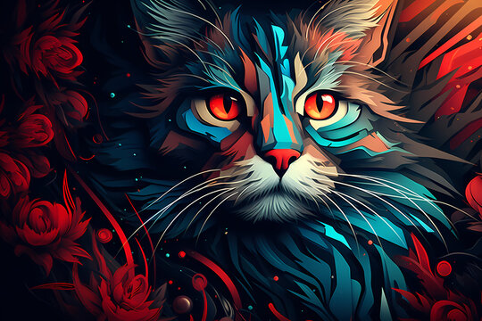 Abstrack Cat Illustration