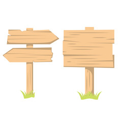 Set of Wooden Signs in Grass