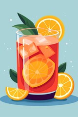 A glass of juice. Flat vector illustration. Generative AI