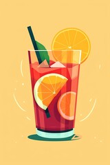 A glass of juice. Flat vector illustration. Generative AI