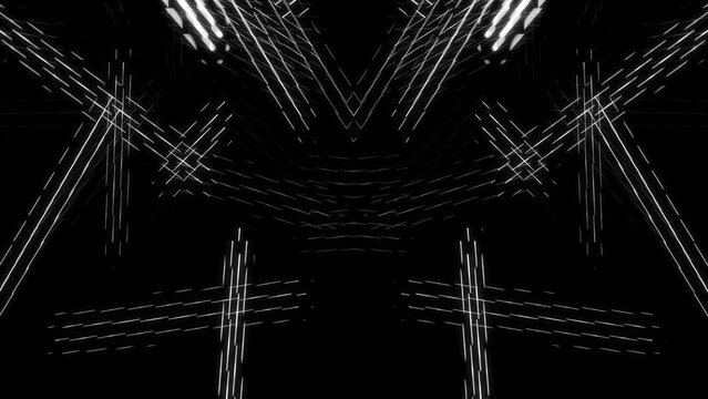 Displaced white motion lines on black background for DJs VJ Loop
