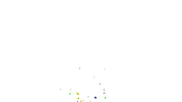 Round colored confetti on a white and transparent background.