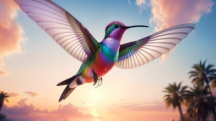 Fototapeta premium The Enchanting Moments of Hummingbirds Seeking Flower Nectar ai generated