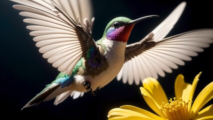 Obraz premium The Enchanting Moments of Hummingbirds Seeking Flower Nectar ai generated