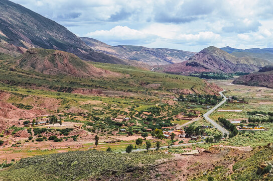 Top view of Tarapaya village. Inca Eye Valley (Ojo del Inca) or Tarapaya Lagoon in Potosi, Bolivia. Southamerican landscape