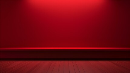 Red Wall with beautiful Lighting. Elegant minimalist background for product presentation.