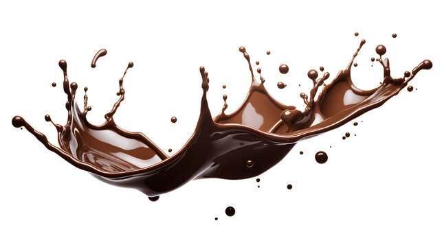 Chocolate splash isolated on transparent background