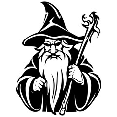 black and white Wizard Silhouette 